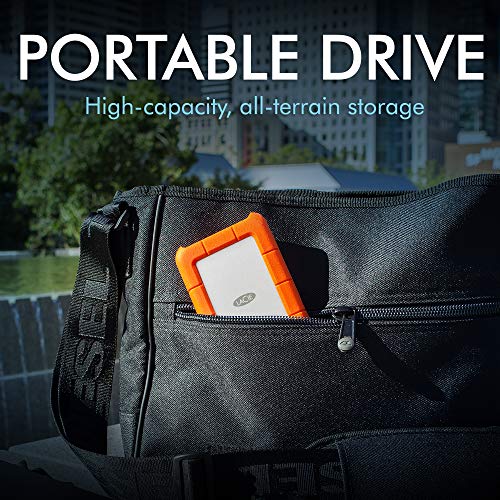 LaCie Rugged Mini 2TB External Hard Drive Portable HDD - USB 3.0 USB 2.0 Compatible, Drop Shock Dust Rain Resistant Shuttle Drive, For Mac And PC Computer (LAC9000298), orange