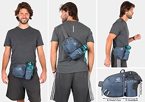 WATERFLY Hiking Waist Bag Fanny Pack with Water Bottle Holder for Men Women Running & Dog Walking Can Hold iPhone8 Plus Screen Size 6.5inch (Bottle Not Included)