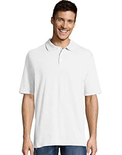 Hanes mens Short Sleeve X-temp Performance Polo fashion t shirts, White, Large US