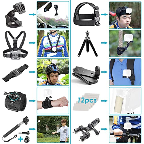 Neewer 50 in 1 Action Camera Accessory Kit Compatible with GoPro Hero10/9/8/7/6/5/4, GoPro Max, GoPro Fusion, Insta360, DJI Osmo Action/Action 2, AKASO, and more