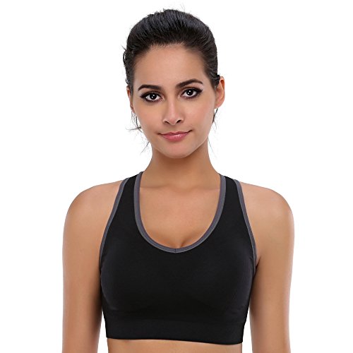 BAOMOSI Women's Seamless Racerback Sports Bra High Impact Support Yoga Gym Workout Fitness Black Blue Grey Purple Rose Red L