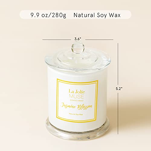 LA JOLIE MUSE Jasmine Scented Candle, Candle Gift for Women, Natural Soy Wax, 65 Hours Burn Fine Home Fragrance, Glass Jar Candles