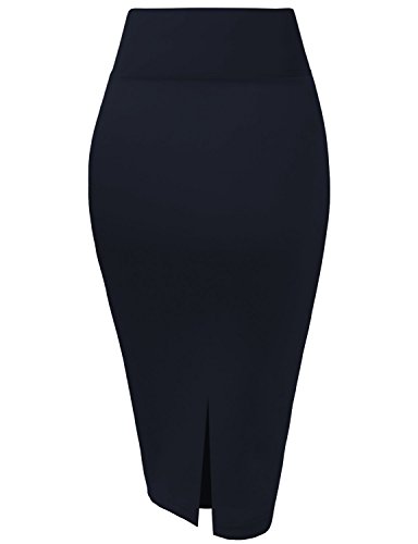 Hybrid & Company Women's Techno/Scuba Stretchy Office Pencil Skirt KSK43584 1139 Navy L