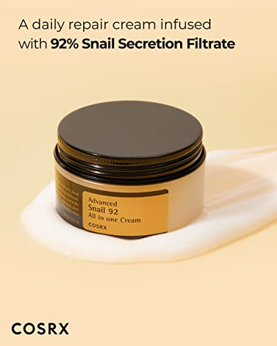 COSRX Advanced Snail 92 All in One Repair Cream 3.52 oz / 100g | Snail Secretion Filtrate 92% for Moisturizing | Korean Skin Care