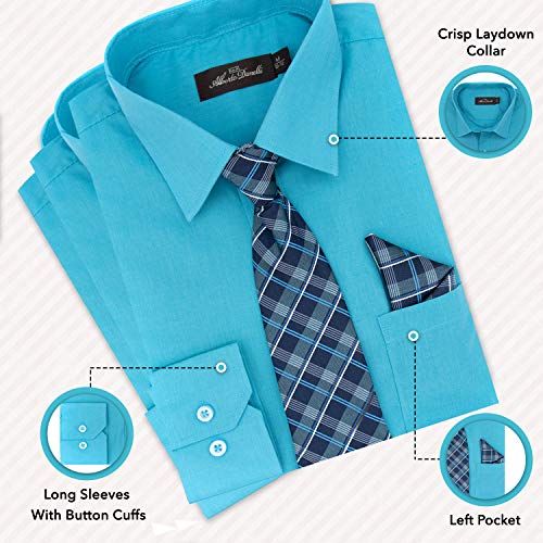 Alberto Danelli's Boys Long Sleeve Dress Shirt with Matching Tie and Handkerchief, 4, Tropicana