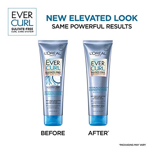 L'Oreal Paris EverCurl Sulfate Free Conditioner for Curly Hair, Lightweight, Anti-Frizz Hydration, Gentle on Curls, with Coconut Oil, 8.5 Fl; Oz (Packaging May Vary)
