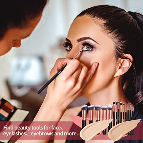Makeup Brushes BS-MALL Premium Synthetic Foundation Powder Concealers Eye Shadows Makeup 14 Pcs Brush Set (A-Rose Golden)