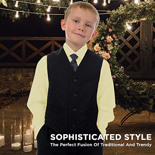 Alberto Danelli's Boys Long Sleeve Dress Shirt with Matching Tie and Handkerchief, 4, Canary