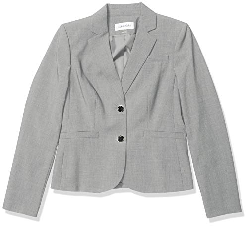 Calvin Klein Women's Two Button Lux Blazer (Petite, Standard, & Plus), Tin, 6