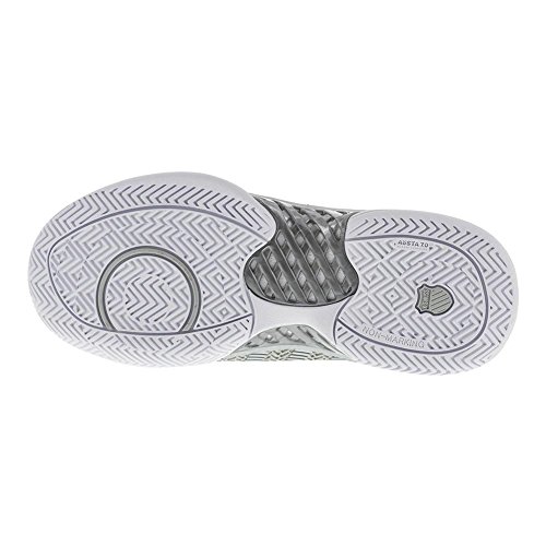 K-Swiss Women's Hypercourt Express Tennis Shoe, White/Silver, 7 M