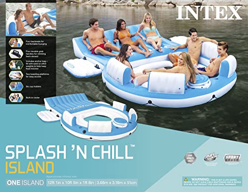Intex 56299EP Splash 'N Chill Inflatable Island, 16.25 x 21 x 11.75 inches, Blue/White