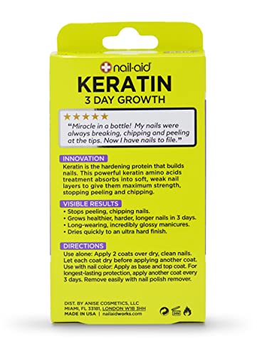 Nail-Aid Keratin 3 Day Growth Nail Treatment & Strengthener, Clear, 0.55 Fl Oz