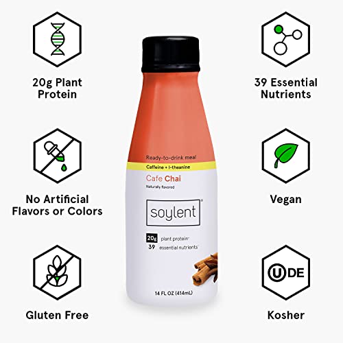Soylent Plant Based Creamy Chocolate Meal Replacement Shake, Contains 20g Complete Vegan Protein, Ready-to-Drink, 14oz, 12 Pack