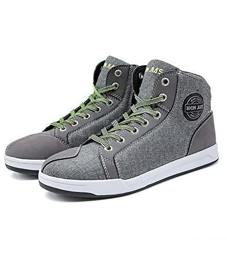 IRON JIA'S Motorcycle Shoes Men Streetbike Casual Accessories Breathable Protective Gear Powersport Anti-Slip Footwear 11 Grey