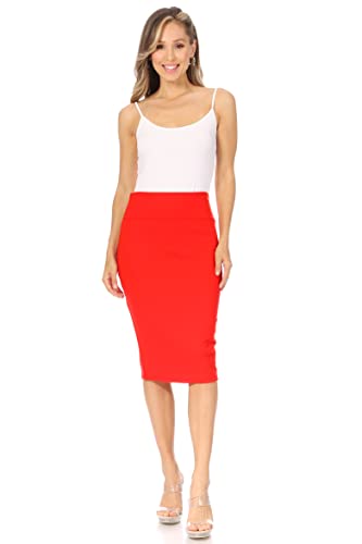 Red Pencil Skirts for Women Red Stretch Skirt Wear to Work Red Skirt (Size XXX-Large, Red)