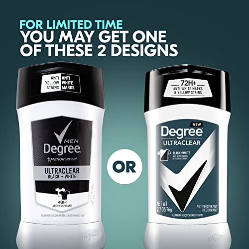 Degree Men UltraClear Antiperspirant Deodorant 72-Hour Sweat & Odor Protection Black + White Antiperspirant For Men With MotionSense Technology 2.7 oz, Twin Pack