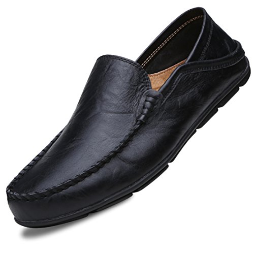 Go Tour Men's Premium Genuine Leather Casual Slip On Loafers Breathable Driving Shoes Fashion Slipper Brown 10/45