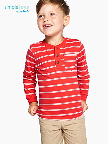 Simple Joys by Carter's Toddler Boys' Flat Front Shorts, Pack of 2, Light Khaki Brown/Navy, 3T