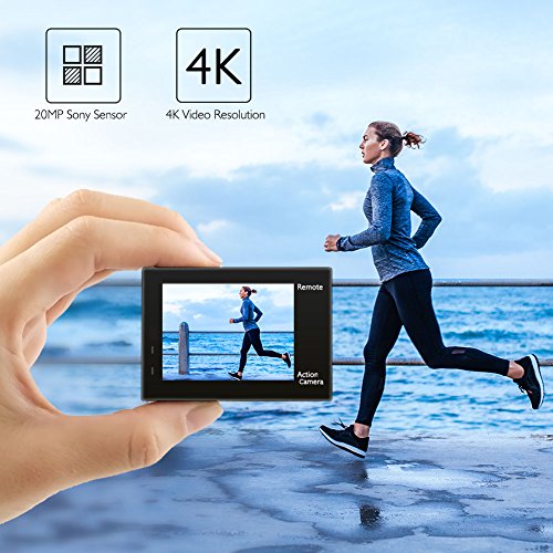 AKASO Brave 4 4K 20MP WiFi Action Camera Ultra HD with EIS 30m Underwater Waterproof Camera Remote Control 5X Zoom Underwater Camcorder with 2 Batteries and Helmet Accessories Kit
