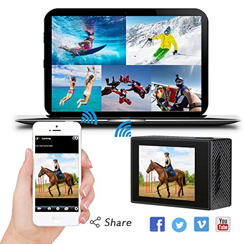 AKASO Brave 4 4K 20MP WiFi Action Camera Ultra HD with EIS 30m Underwater Waterproof Camera Remote Control 5X Zoom Underwater Camcorder with 2 Batteries and Helmet Accessories Kit