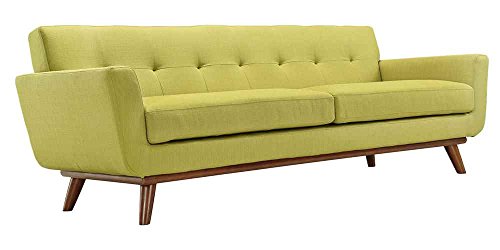 Modway Engage Mid-Century Modern Upholstered Fabric Sofa in Beige