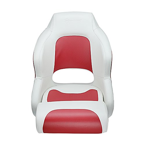Seamander Captain Bucket Seat Boat Seat ,Filp Up Boat Seat (SC1-White/Red)