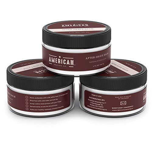 After Shave Balm for Smooth (Sandalwood Scent), Silky & Irritation Free Skin, Soothes and Moisturizes Face After Shaving, Treats Redness & Razor Burn, Post Shave Lotion by American Shaving Co - 4 Oz