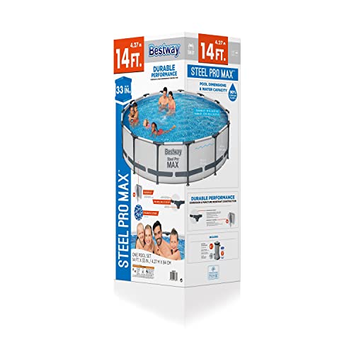 Bestway 56597E Steel Pro MAX Ground Frame Pools, 14' x 33", Grey