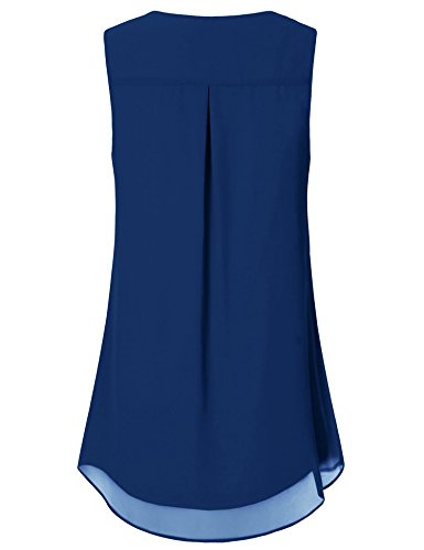 Timeson Womens Sleeveless Blouse for Office,Summer Tunics Tops for Leggings Casual Work Fashion Royal Blue Flowy Shirts Silky Tank Tops Elegant Summer Ladies Fashion Camisole Tops for Date Wear Small