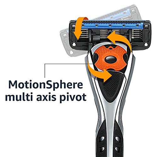 Amazon Basics 5-Blade MotionSphere Razor for Men with Dual Lubrication and Precision Trimmer, Handle & 16 Cartridges (Cartridges fit Amazon Basics Razor Handles only) (Previously Solimo)