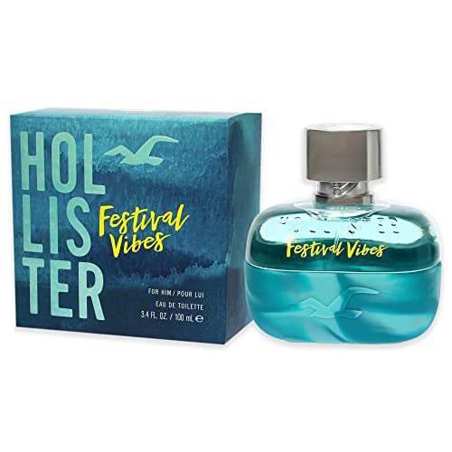 Hollister Festival Vibes Eau de Toilette Spray for Men, 3.4 Ounce