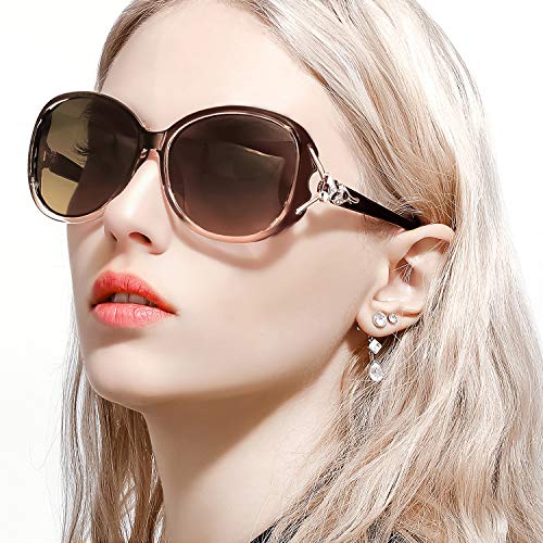 FIMILU Classic Oversized Sunglasses for Women Polarized UV400 Protection Lenses Ladies Fashion Retro HD Sun Glasses (A0 Floral Frame Oversized Polarized Sunglasses)