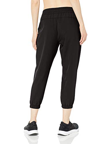 Amazon Essentials Women's Performance Stretch Woven Crop Jogger Pant, Black, Medium