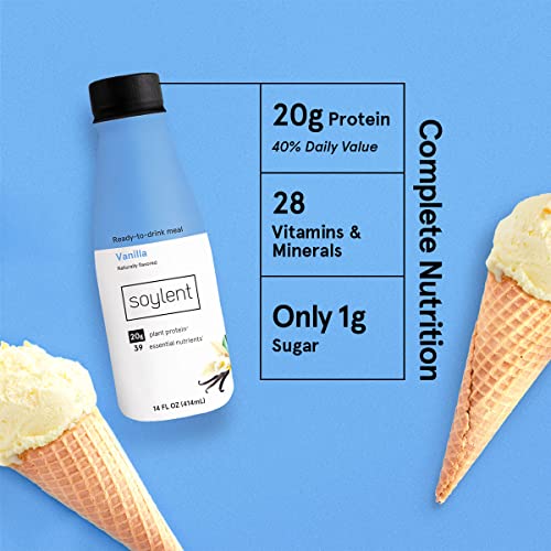 Soylent Plant Based Creamy Chocolate Meal Replacement Shake, Contains 20g Complete Vegan Protein, Ready-to-Drink, 14oz, 12 Pack