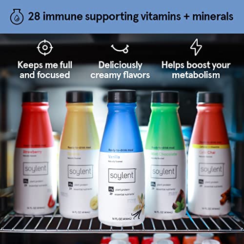 Soylent Plant Based Creamy Chocolate Meal Replacement Shake, Contains 20g Complete Vegan Protein, Ready-to-Drink, 14oz, 12 Pack