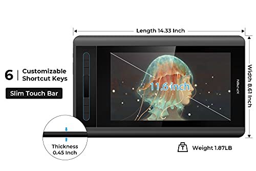 XP-PEN Artist12 11.6 Inch FHD Drawing Monitor Pen Display Graphic Monitor with PN06 Battery-Free Pen Multi-Function Pen Holder and Glove 8192 Pressure Sensitivity