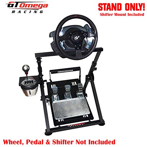 GT Omega Apex Racing Wheel Stand for Logitech Fanatec Clubsport Thrustmaster Gaming Steering Wheel Pedal & Shifter Mount, TX T500 T300 G29 G920 PS4 Xbox Foldable Tilt-Adjustable for Racing Control