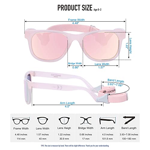 COCOSAND Baby Sunglasses with Strap UV400 Protection Flexible Frame For Girls Boys Age 0-24months