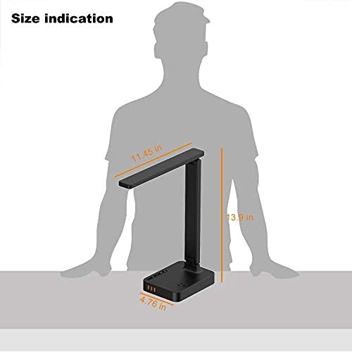 COZOO LED Desk Lamp with 3 USB Charging Ports and 2 AC Outlets,3 Color Temperatures & 3 Brightness Levels, Touch/Memory/Timer Function,10W Eye Protection Foldable Reading Light,Study Lamp for College