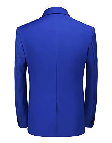 MOGU Men Slim Fit 2 Piece Suit for Prom (Suit Jacket + Pants) US Size Blazer 34/Pants 31 RoyalBlue