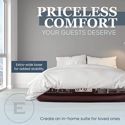 ﻿Englander Queen Size Air Mattress w/ Built in Pump - Luxury Double High Inflatable Bed for Home, Travel & Camping - Premium Blow Up Bed for Kids & Adults - Brown