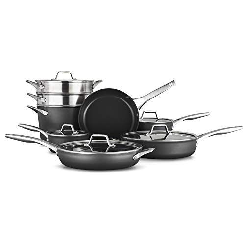 Calphalon 13-Piece Pots and Pans Set, Nonstick Kitchen Cookware with Stay-Cool Handles and Steamer Insert, Dishwasher and Metal Utensil Safe, Black