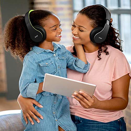 Bluetooth Headphones Over-Ear, Zihnic Foldable Wireless and Wired Stereo Headset Micro SD/TF, FM for Cell Phone,PC,Soft Earmuffs &Light Weight for Prolonged Wearing(Black/Green)