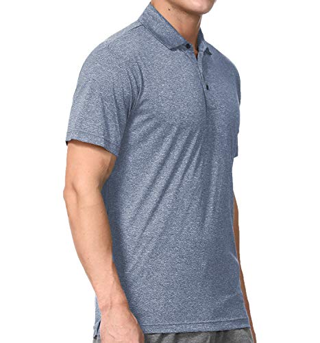 Men's Athletic Golf Polo Shirts, Dry Fit Short Sleeve Workout Shirt (M, Pewter)