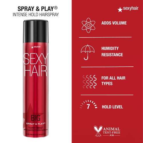SexyHair Big Spray & Play Volumizing Hairspray, 16 Oz | Hold and Shine | Up to 72 Hour Humidity Resistance | All Hair Types