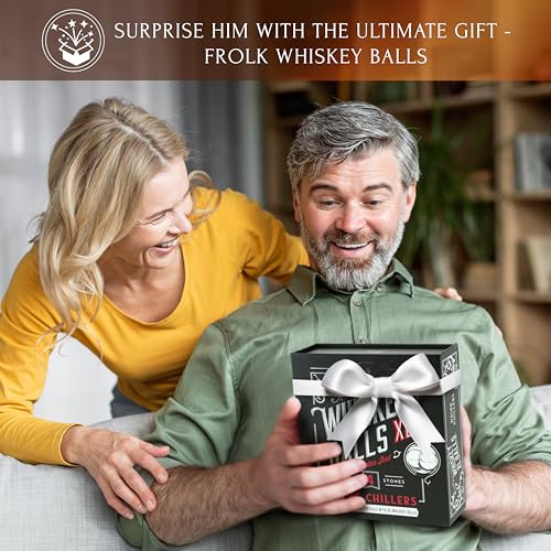 Indulge the Man in Your Life: Gifts for Him - Men Dad Husband - 4 XL Stainless Steel Whisky Ice Balls, Special Tongs & Freezer Pouch in Luxury Gift Box for Whiskey Lovers!