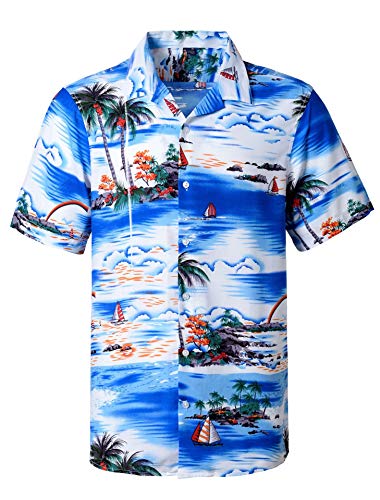 Alimens & Gentle 100% Cotton Regular Fit Short Sleeve Casual Hawaiian Shirt for Men - 6XL