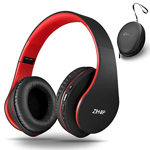 Bluetooth Headphones Over-Ear, Zihnic Foldable Wireless and Wired Stereo Headset Micro SD/TF, FM for Cell Phone,PC,Soft Earmuffs &Light Weight for Prolonged Wearing (Black/Blue)