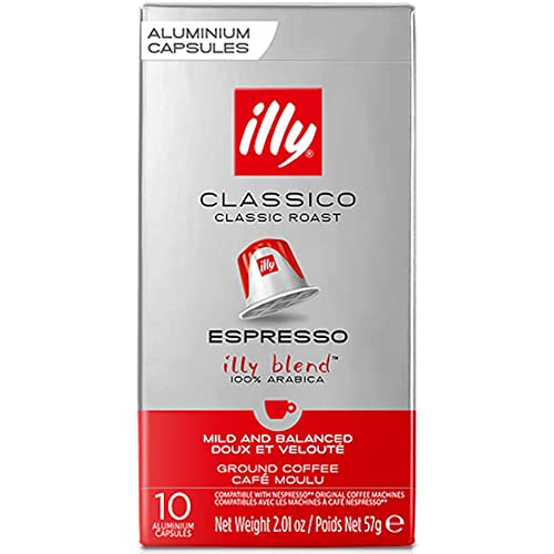 Illy Espresso Single Serve Coffee Compatible Capsules, 100% Arabica Bean Signature Italian Blend, Classico Medium Roast, 10 Count