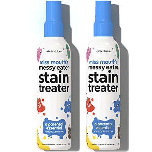 Miss Mouth's HATE STAINS CO Stain Remover for Clothes - 4oz 2 Pack of Newborn & Baby Essentials Messy Eater Stain Treater Spray - No Dry Cleaning Food, Grease, Coffee Off Laundry, Underwear, Fabric